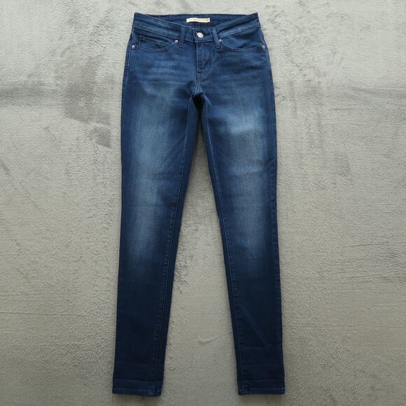 Levi's 711 Jeans Women's Size 27 Blue Low-Rise Skinny Denim 31.5" Inseam Stretch - Picture 1 of 16